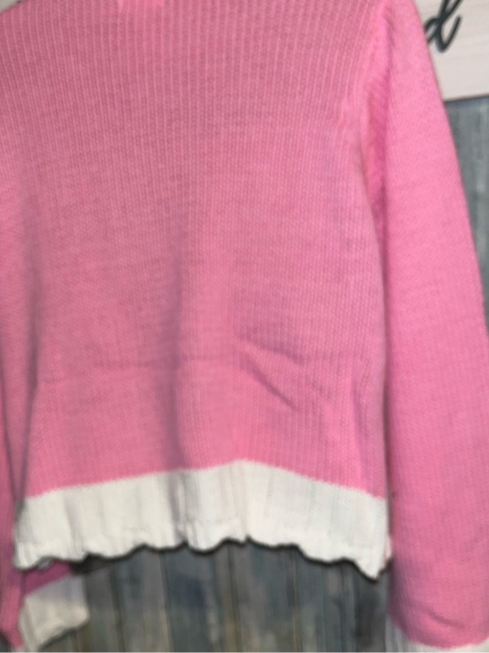 POL Large Barbie Pink Cable Knit V-Neck Cardigan Sweater - Picture 3 of 6